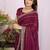 Burgundy fendy chiffon embroidery work saree with matching blouse piece