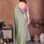Olive vichitra silk embroidery work saree with contrast blouse piece