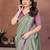 Olive vichitra silk embroidery work saree with contrast blouse piece