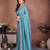 Blue vichitra silk embroidery work saree with contrast blouse piece