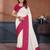 White vichitra silk bandhani patta stone work saree with contrast blouse piece