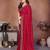 Red vichitra silk embroidery work saree with contrast blouse piece