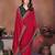 Red vichitra silk embroidery work saree with contrast blouse piece