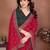 Red vichitra silk embroidery work saree with contrast blouse piece