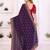 Purple vichitra silk embroidery work saree with contrast blouse piece
