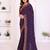 Purple vichitra silk embroidery work saree with contrast blouse piece
