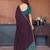Wine vichitra silk bandhani patta stone work saree with contrast blouse piece