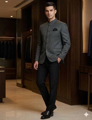Black and turquoise color jodhpuri for men | premium designer bandhgala ethnic wear 1