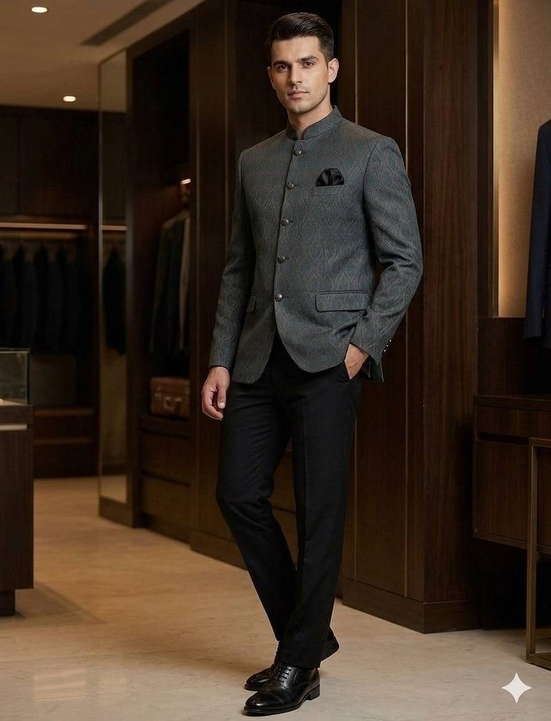 Black and turquoise color jodhpuri for men | premium designer bandhgala ethnic wear