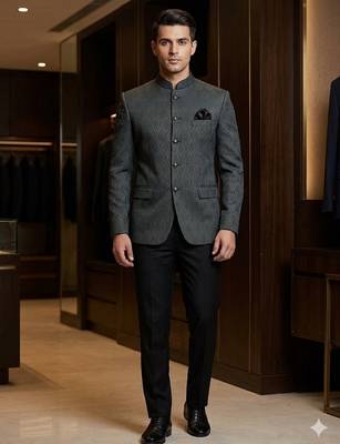 Black and turquoise color jodhpuri for men | premium designer bandhgala ethnic wear 2
