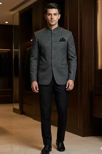 Black and turquoise color jodhpuri for men | premium designer bandhgala ethnic wear