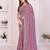 Pink vichitra silk embroidery work saree with contrast blouse piece