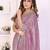 Pink vichitra silk embroidery work saree with contrast blouse piece