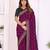Burgundy vichitra silk embroidery work saree with contrast blouse piece