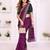 Burgundy vichitra silk embroidery work saree with contrast blouse piece