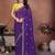 Purple crunchy silk embroidery work saree with contrast blouse piece