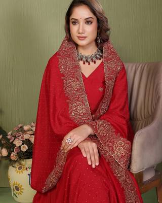 Teal vichitra silk bandhani patta stone work saree with contrast blouse piece 5