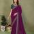 Purple vichitra silk embroiderd border work saree with contrast blouse piece