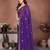 Purple crunchy silk embroidery work saree with contrast blouse piece