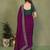 Purple vichitra silk embroiderd border work saree with contrast blouse piece