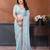Blue georgette embroidery work saree with matching blouse piece
