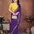 Purple crunchy silk embroidery work saree with contrast blouse piece