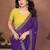 Purple crunchy silk embroidery work saree with contrast blouse piece