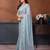 Blue georgette embroidery work saree with matching blouse piece