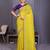 Yellow crunchy silk embroidery work saree with contrast blouse piece