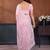 Pink georgette embroidery resham work saree with matching blouse piece