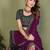 Purple vichitra silk embroiderd border work saree with contrast blouse piece