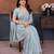 Blue georgette embroidery work saree with matching blouse piece