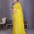 Yellow crunchy silk embroidery work saree with contrast blouse piece