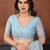 Blue georgette embroidery work saree with matching blouse piece