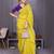 Yellow crunchy silk embroidery work saree with contrast blouse piece