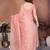 Peach crepe sequence multi work saree with matching blouse piece