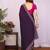 Purple vichitra silk embroidery work saree with contrast blouse piece