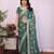 Lighte green georgette embroidery coding work saree with matching blouse piece