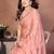 Peach crepe sequence multi work saree with matching blouse piece