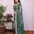Lighte green georgette embroidery coding work saree with matching blouse piece