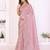 Pink crepe sequence multi work saree with matching blouse piece