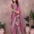 Pink vichitra silk embroidery work saree with matching blouse piece
