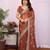 Rust orange georgette embroidery coding work saree with matching blouse piece