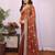 Rust orange georgette embroidery coding work saree with matching blouse piece