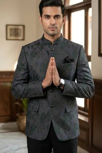 Flowral black multicolor jodhpuri for men | premium designer bandhgala ethnic wear