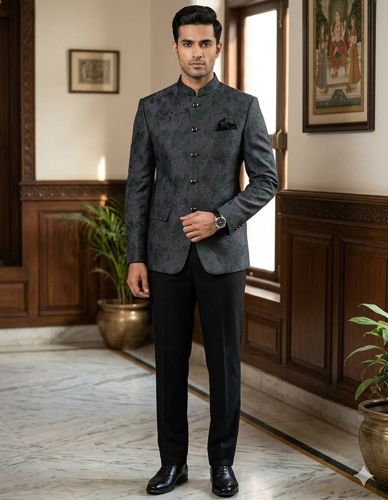 Flowral black multicolor jodhpuri for men | premium designer bandhgala ethnic wear