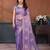 Lavender moss chiffon embroidery work saree with matching blouse piece