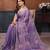 Lavender moss chiffon embroidery work saree with matching blouse piece