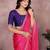 Pink chinon silk embroidery work saree with contrast blouse piece