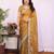 Gold chiffon sequence work saree with matching blouse piece